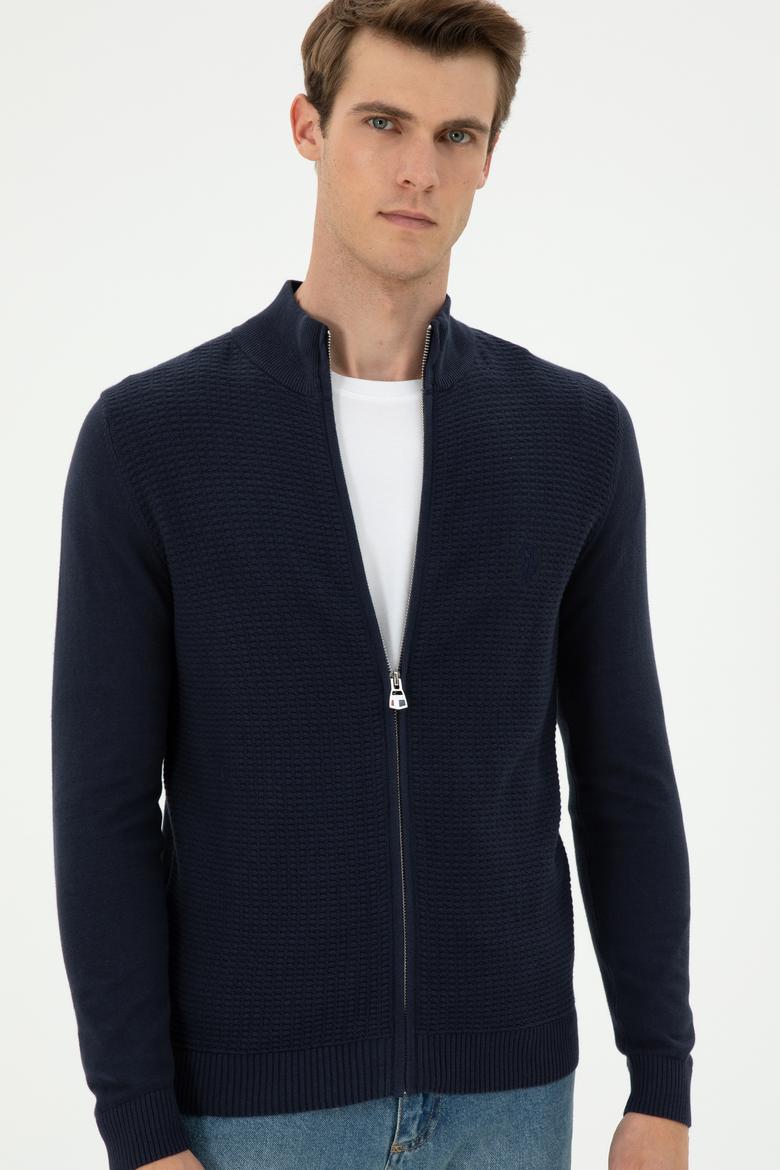 Erkek Lacivert Basic Triko Hırka - 50294738015