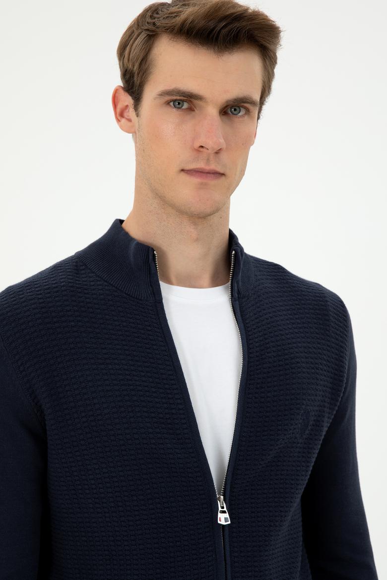 Erkek Lacivert Basic Triko Hırka - 50294738015