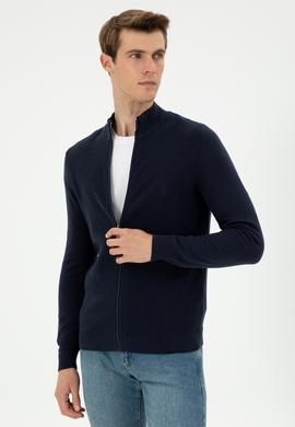 Erkek Lacivert Basic Triko Hırka - 50294738015