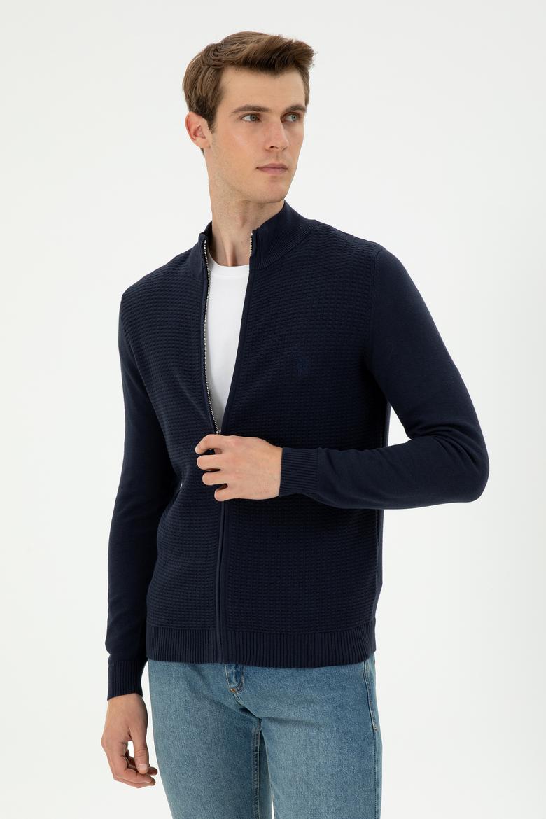 Erkek Lacivert Basic Triko Hırka