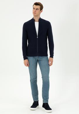 Erkek Lacivert Basic Triko Hırka - 50294738015