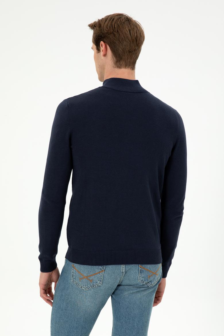 Erkek Lacivert Basic Triko Hırka - 50294738015