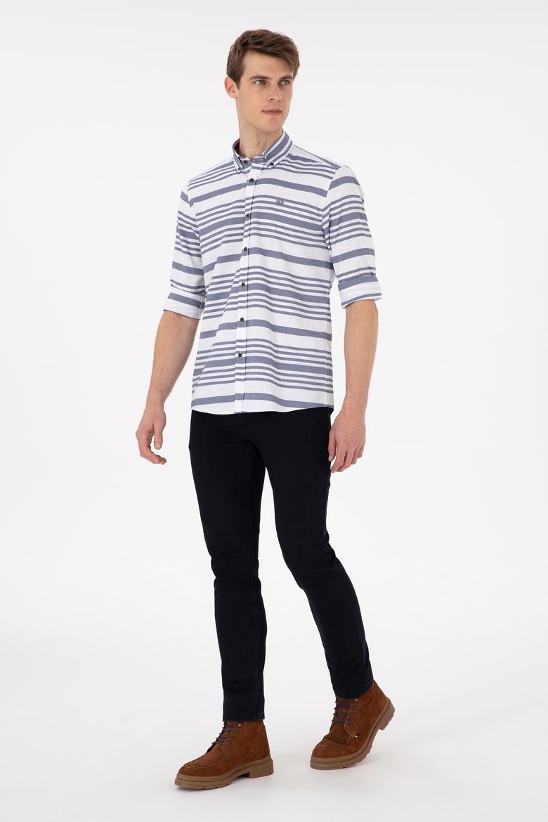 Erkek Lacivert Uzun Kollu Gömlek - 50296609009