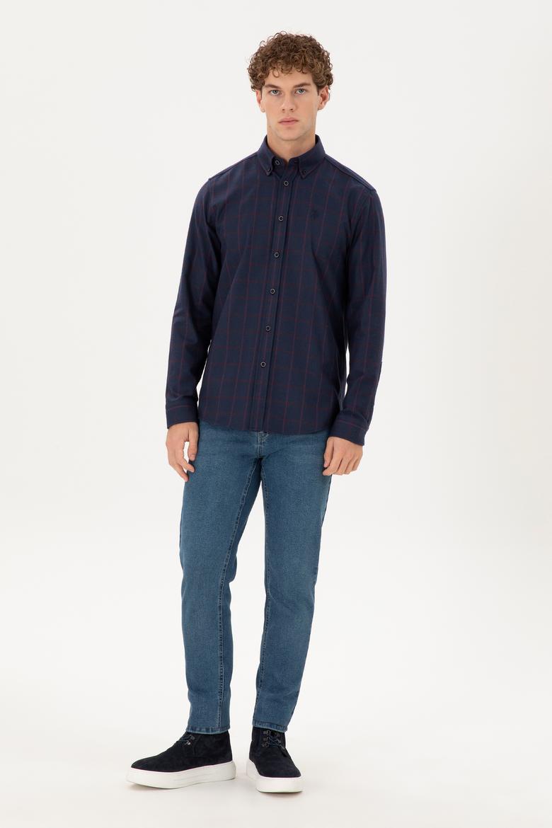 Erkek Lacivert Uzun Kollu Gömlek - 50296597033