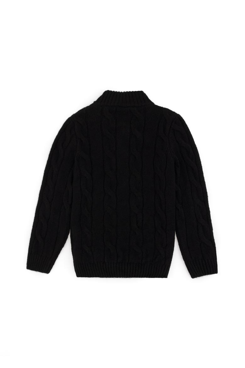 Erkek Çocuk Yarım Fermuarlı Siyah Kazak - 50297422008