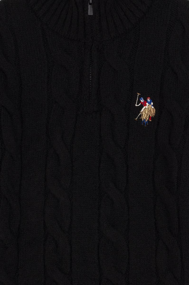 Erkek Çocuk Yarım Fermuarlı Siyah Kazak