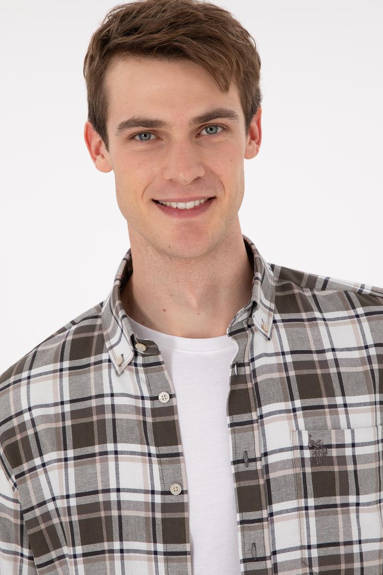 Erkek Açık Haki Uzun Kollu Gömlek - 50296780005