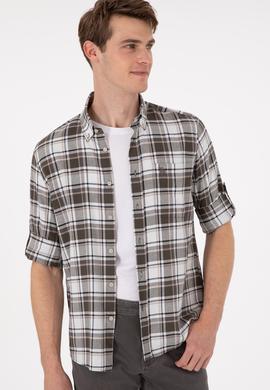 Erkek Açık Haki Uzun Kollu Gömlek - 50296780005