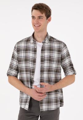 Erkek Açık Haki Uzun Kollu Gömlek - 50296780005