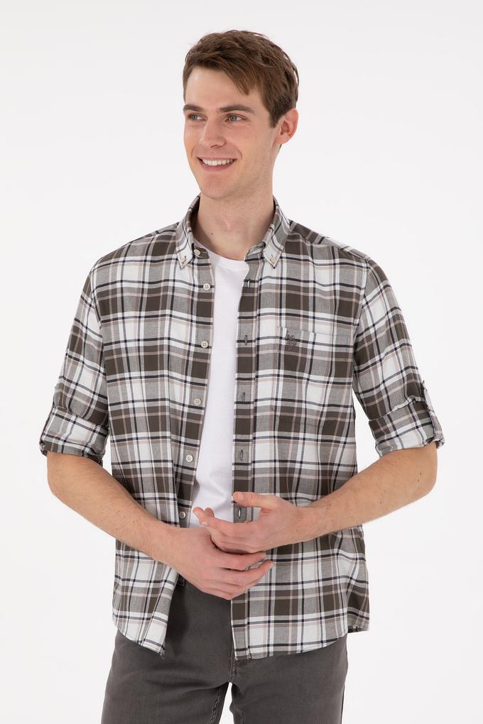 Erkek Açık Haki Uzun Kollu Gömlek