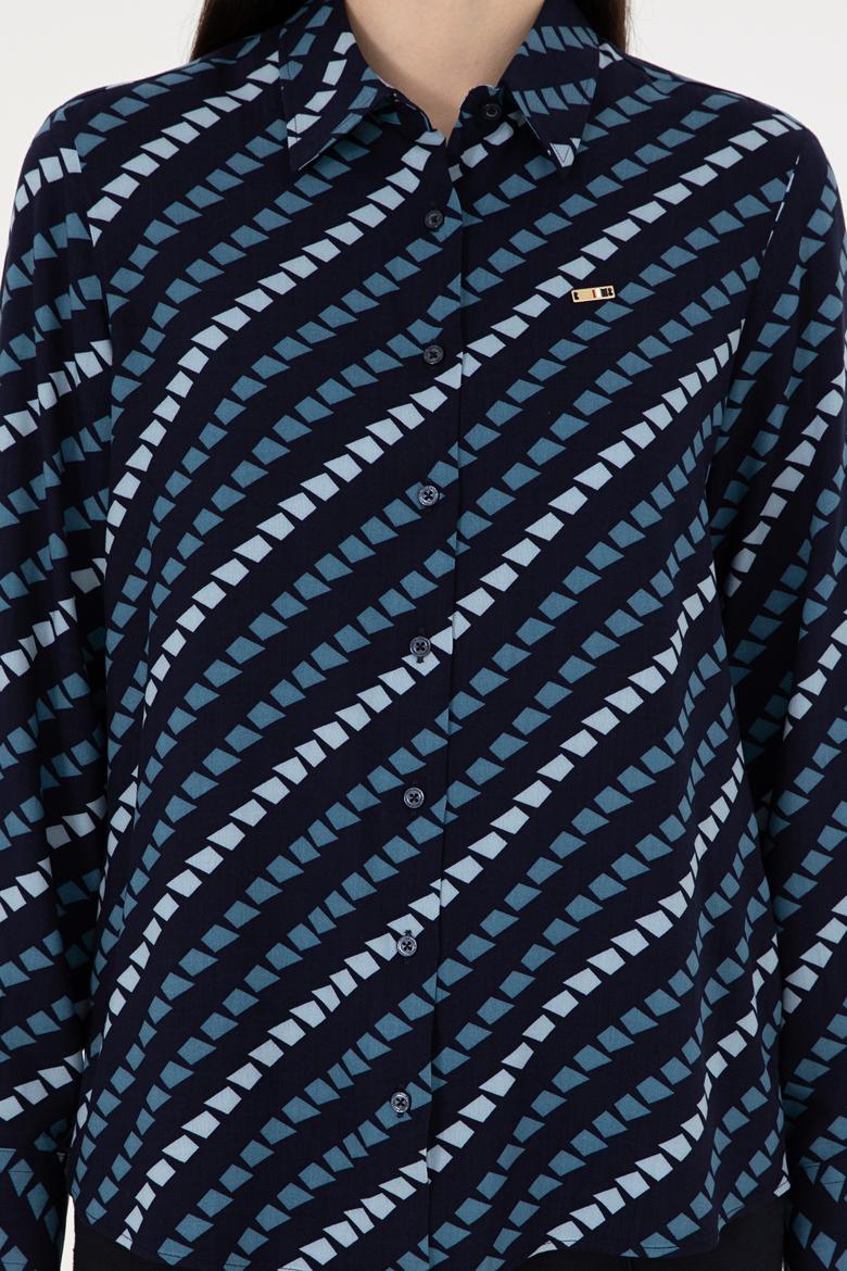 Kadın Lacivert Uzun Kollu Gömlek - 50297090004