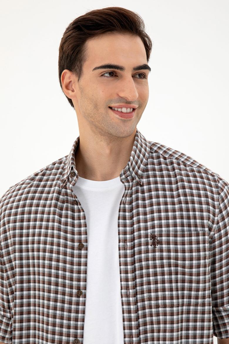 Erkek Kahverengi Uzun Kollu Gömlek - 50296628018