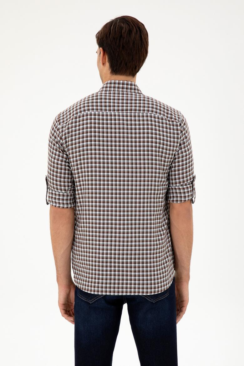 Erkek Kahverengi Uzun Kollu Gömlek - 50296628018