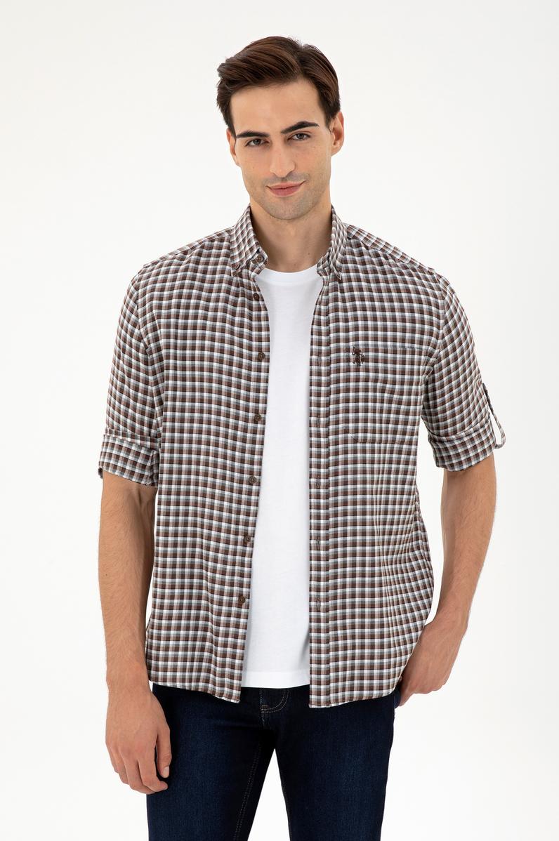 Erkek Kahverengi Uzun Kollu Gömlek