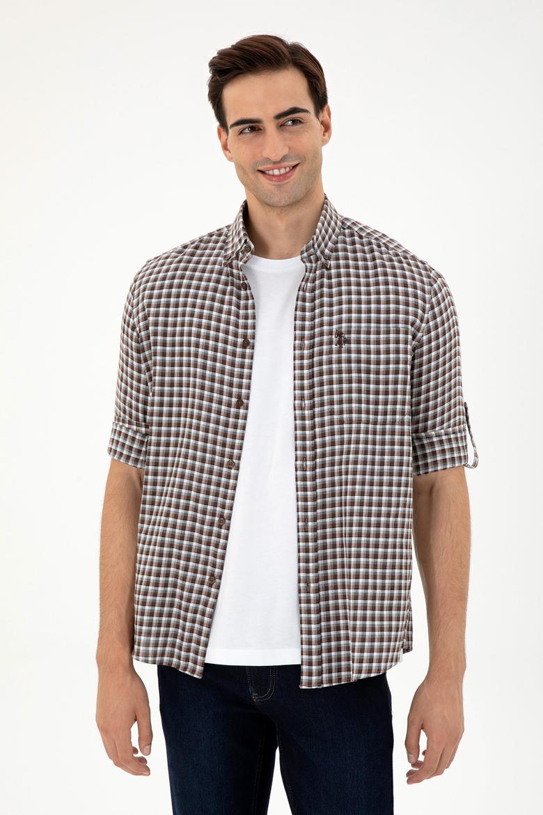 Erkek Kahverengi Uzun Kollu Gömlek - 50296628018