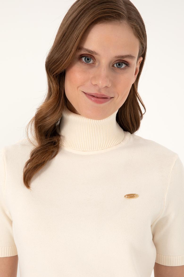 Kadın Beyaz Boğazlı Kazak - 50298029026