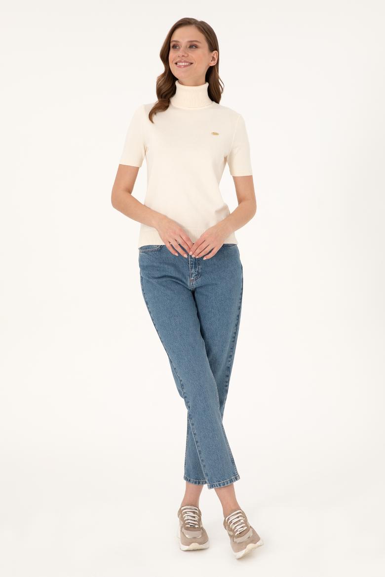 Kadın Beyaz Boğazlı Kazak - 50298029026