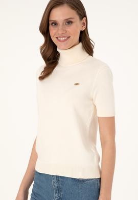 Kadın Beyaz Boğazlı Kazak - 50298029026