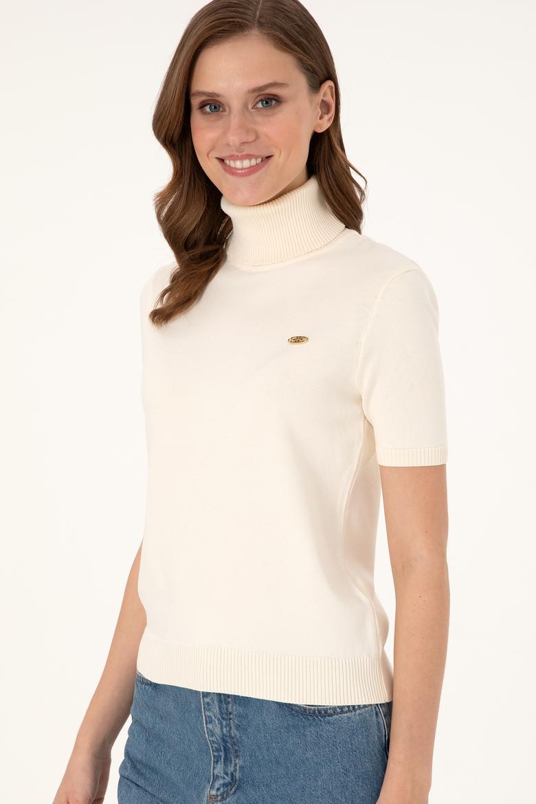 Kadın Beyaz Boğazlı Kazak - 50298029026