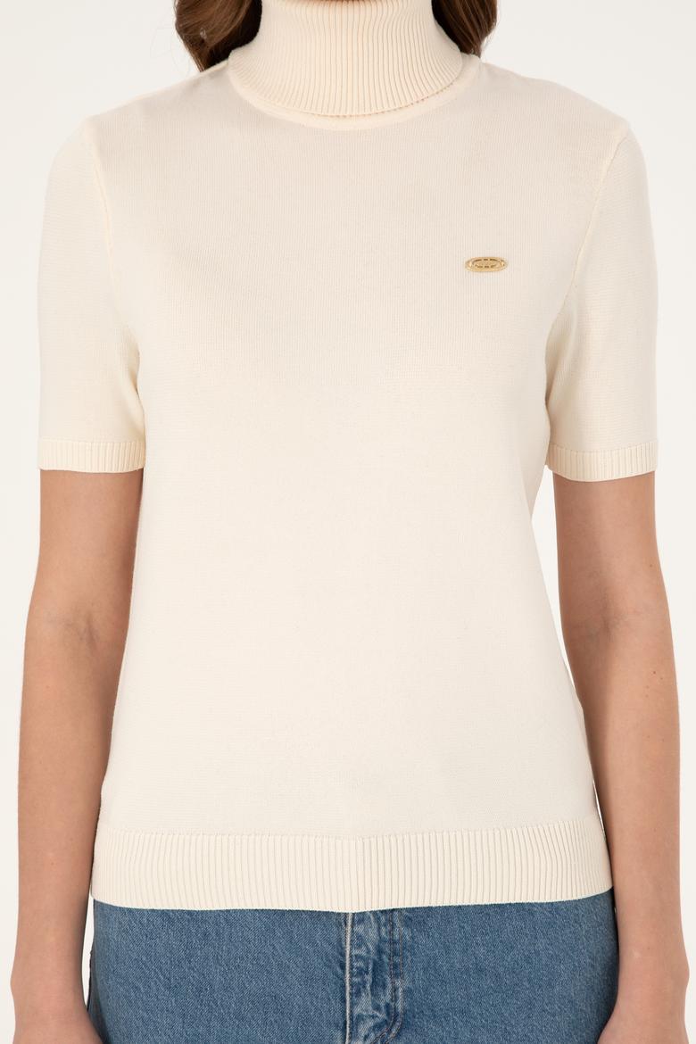 Kadın Beyaz Boğazlı Kazak - 50298029026