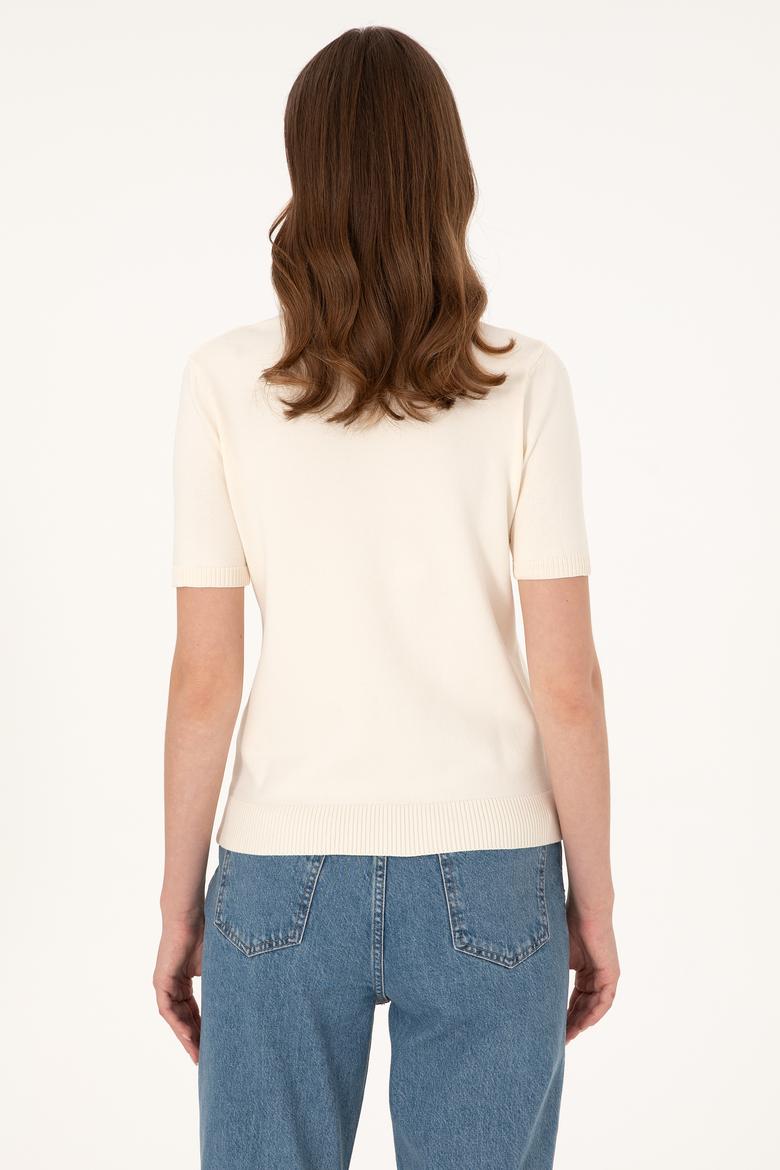 Kadın Beyaz Boğazlı Kazak - 50298029026