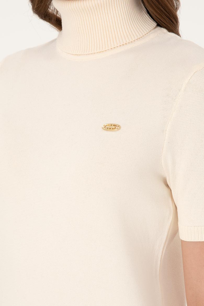 Kadın Beyaz Boğazlı Kazak - 50298029026