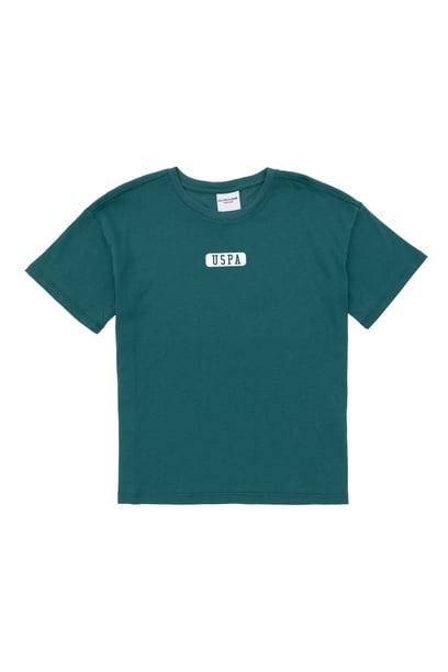 Erkek Çocuk Koyu Yeşil Oversize Bisiklet Yaka Tişört