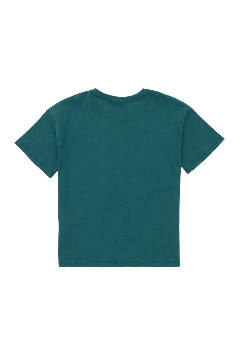 Erkek Çocuk Koyu Yeşil Oversize Bisiklet Yaka Tişört - 50298982049