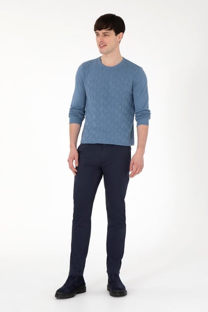 Erkek Slim Fit Lacivert Kanvas / Chino Pantolon