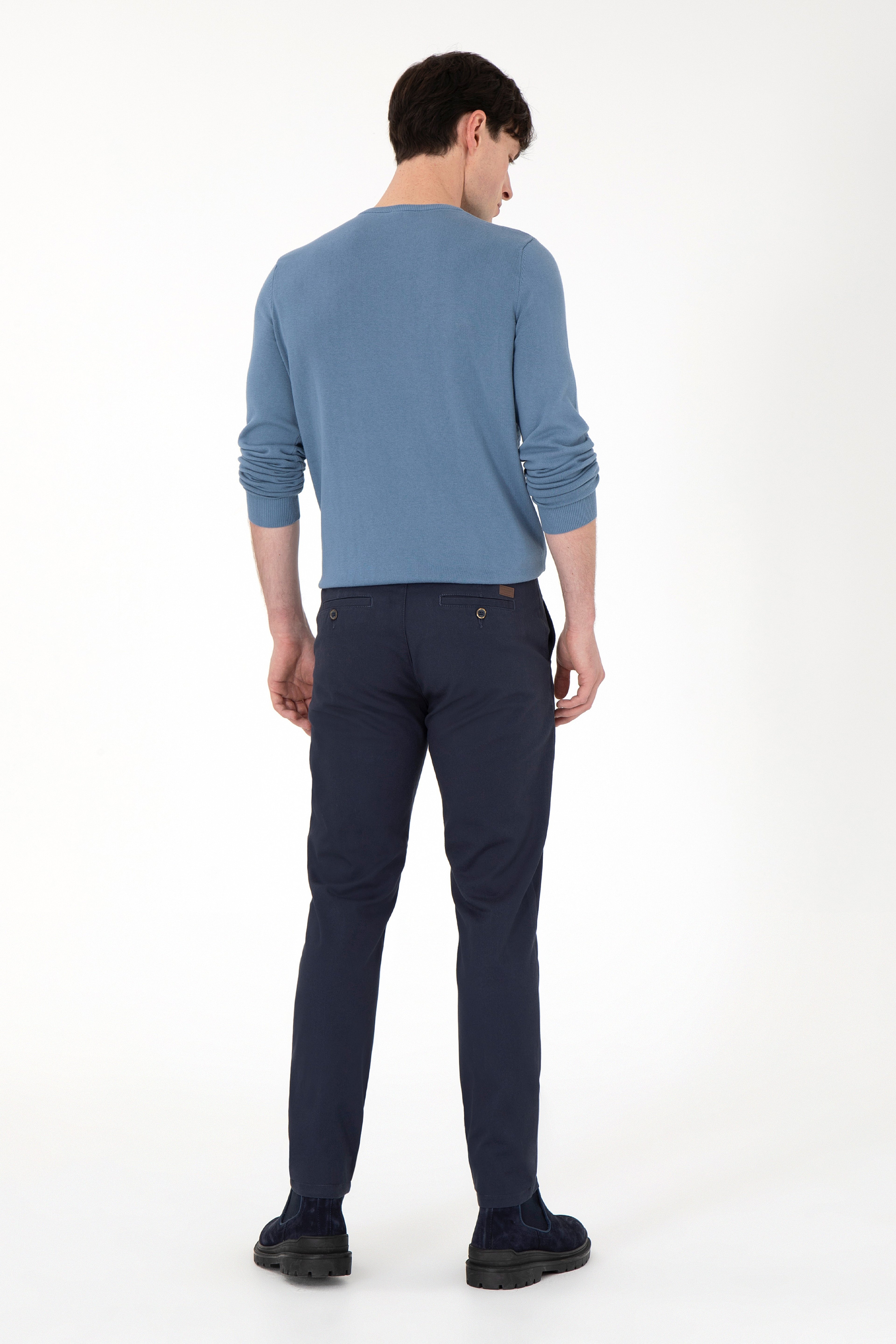 Erkek Slim Fit Lacivert Kanvas / Chino Pantolon - Image 4
