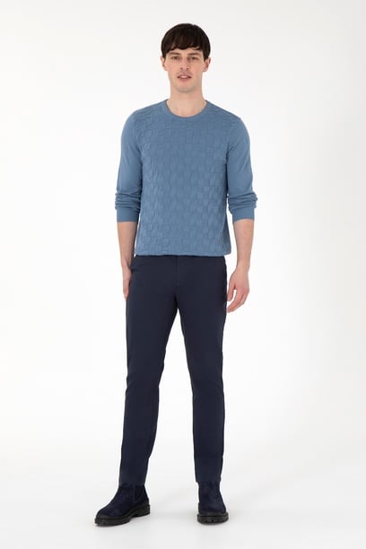 Erkek Slim Fit Lacivert Kanvas / Chino Pantolon