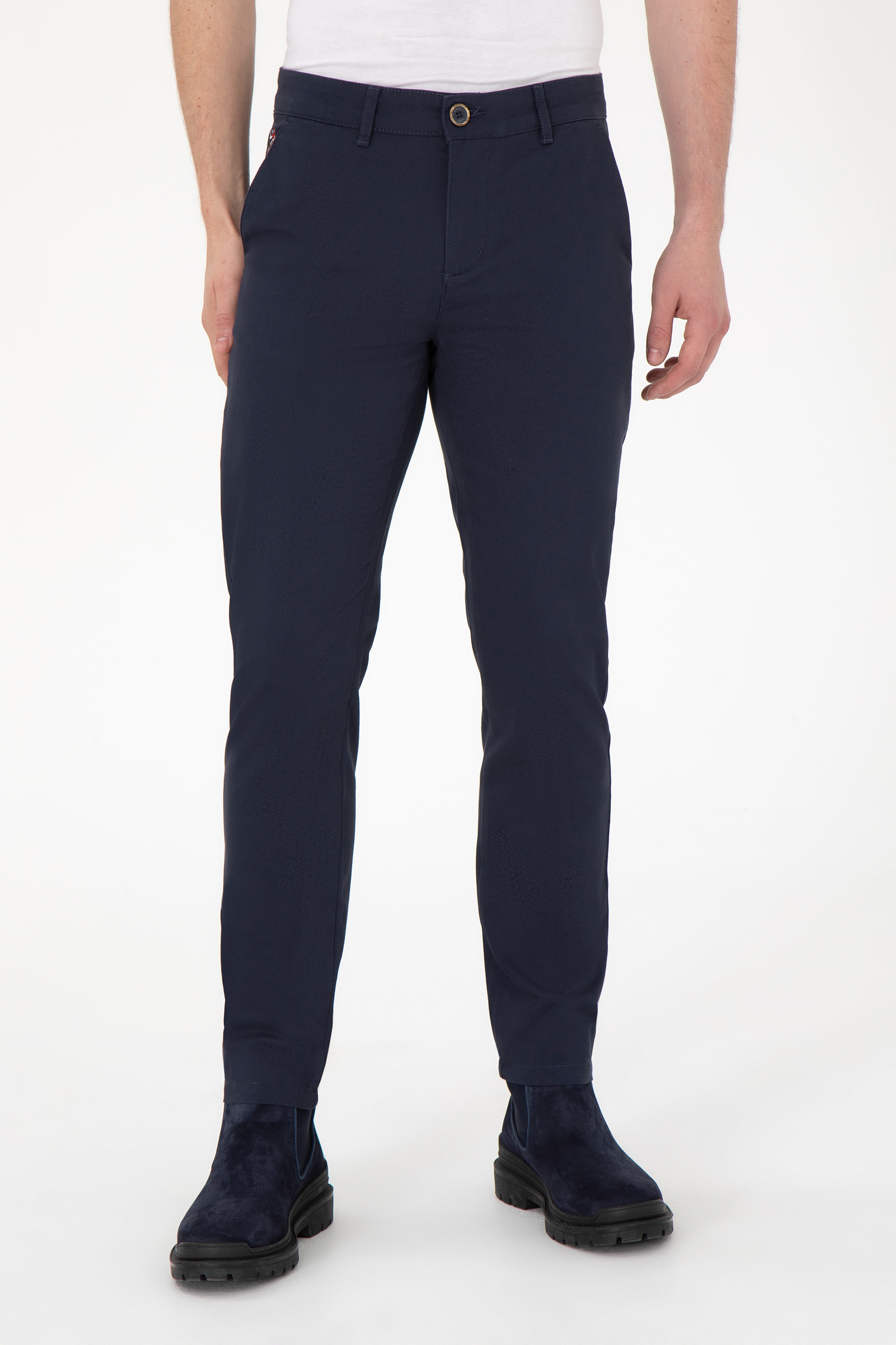 Erkek Slim Fit Lacivert Kanvas / Chino Pantolon