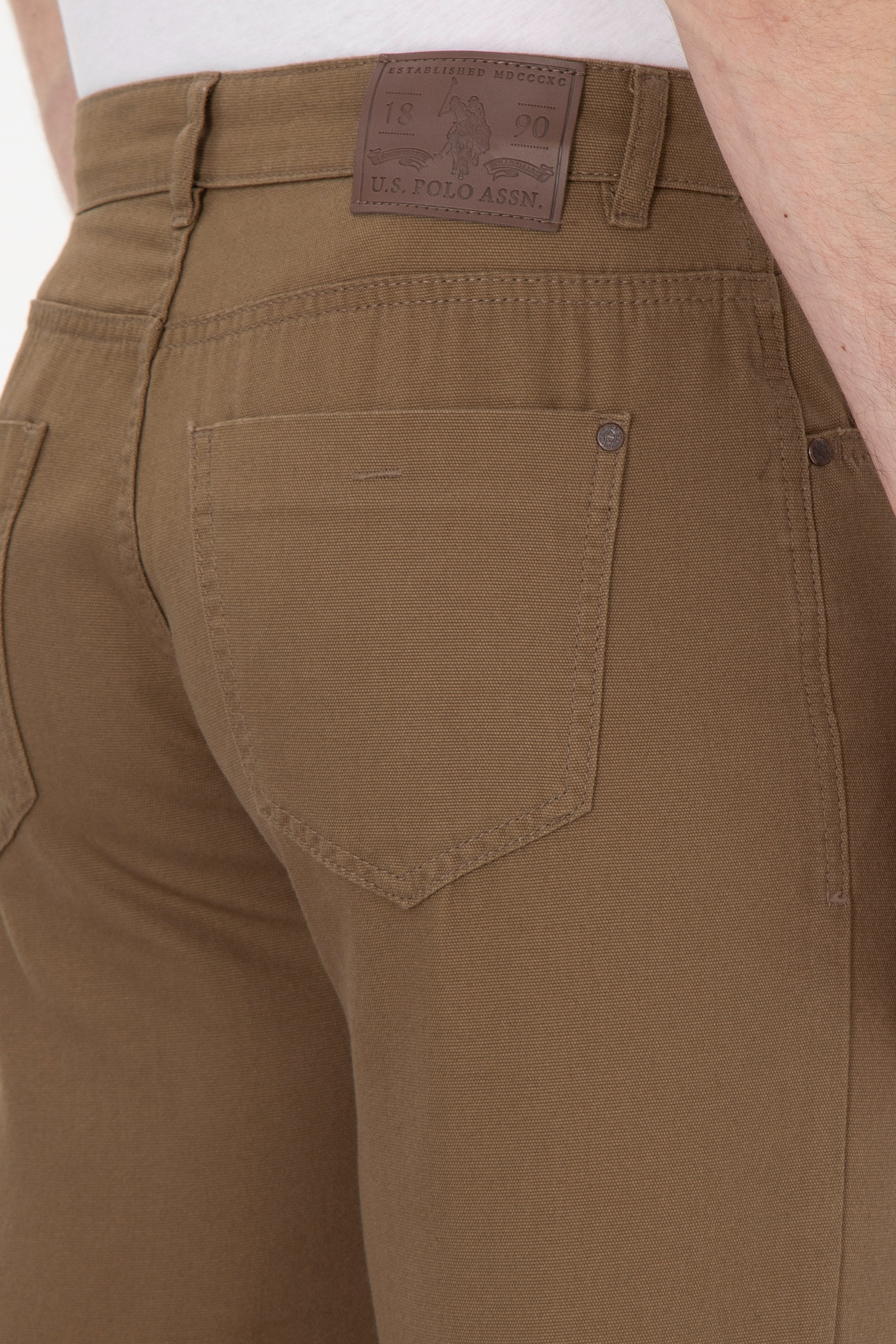 Erkek Regular Fit Haki Kanvas Pantolon