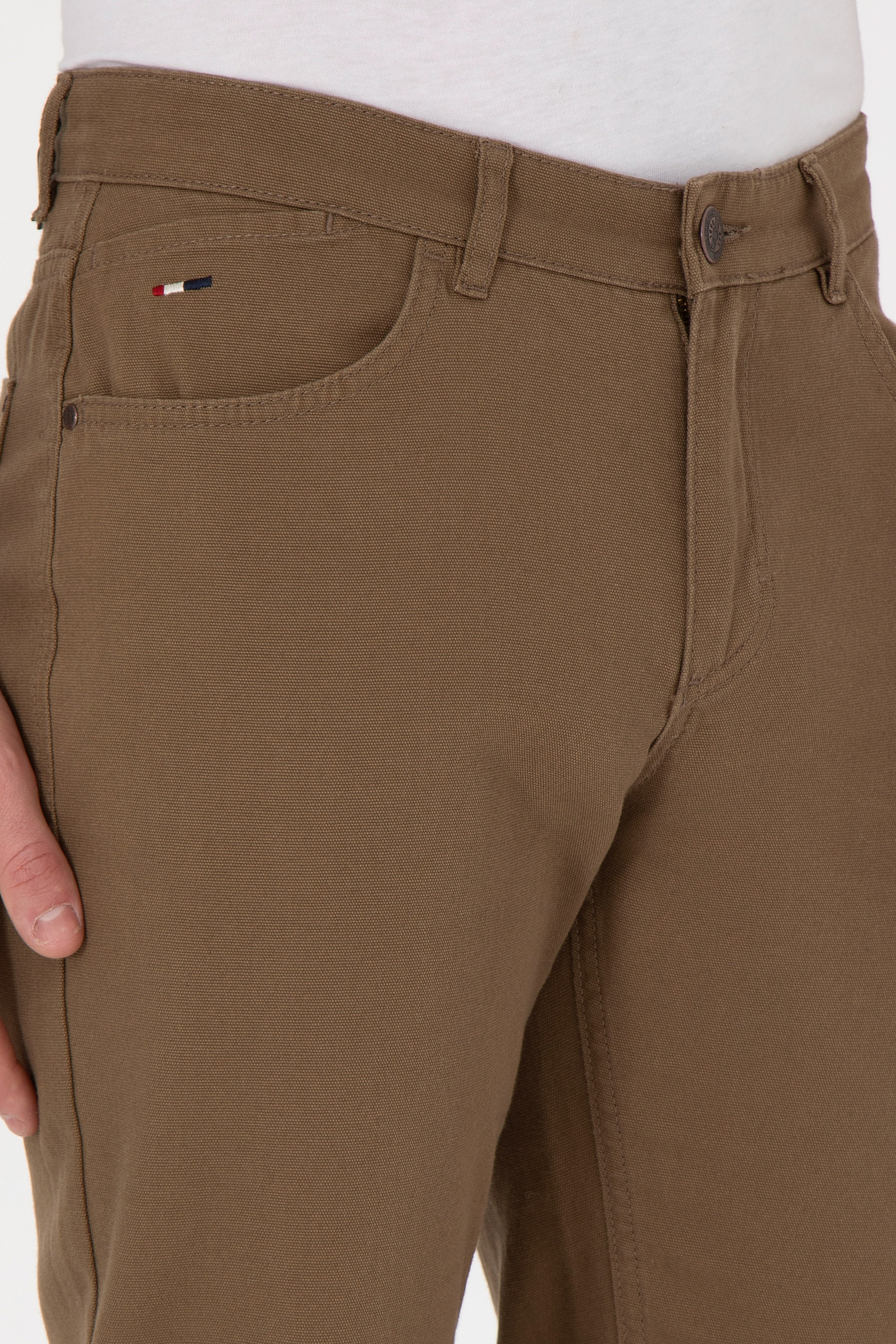 Erkek Regular Fit Haki Kanvas Pantolon - Image 5