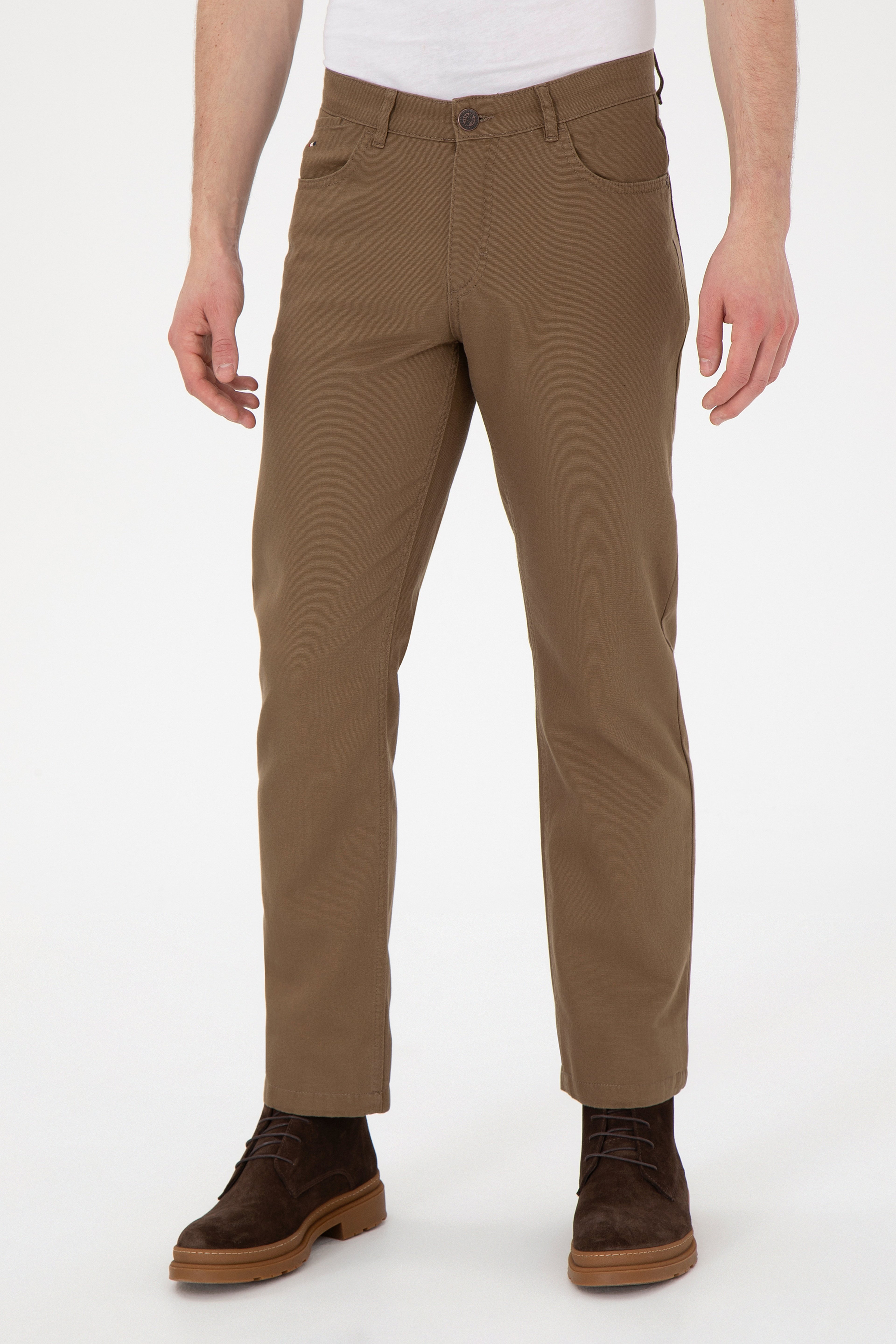 Erkek Regular Fit Haki Kanvas Pantolon - Image 2