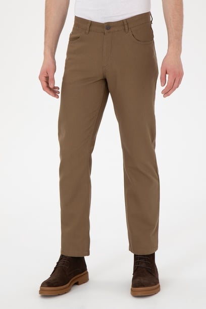 Erkek Regular Fit Haki Kanvas Pantolon