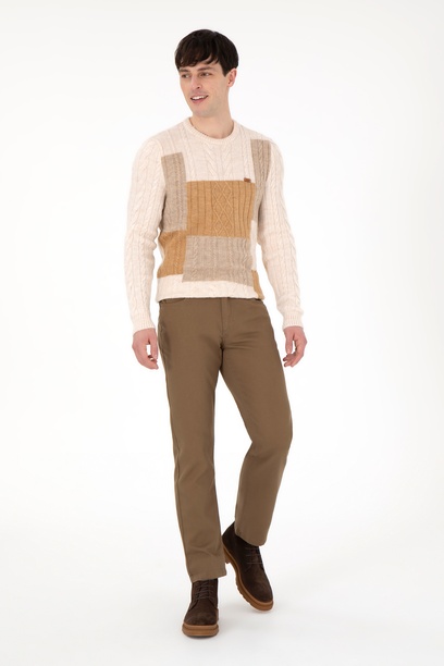 Erkek Regular Fit Haki Kanvas Pantolon