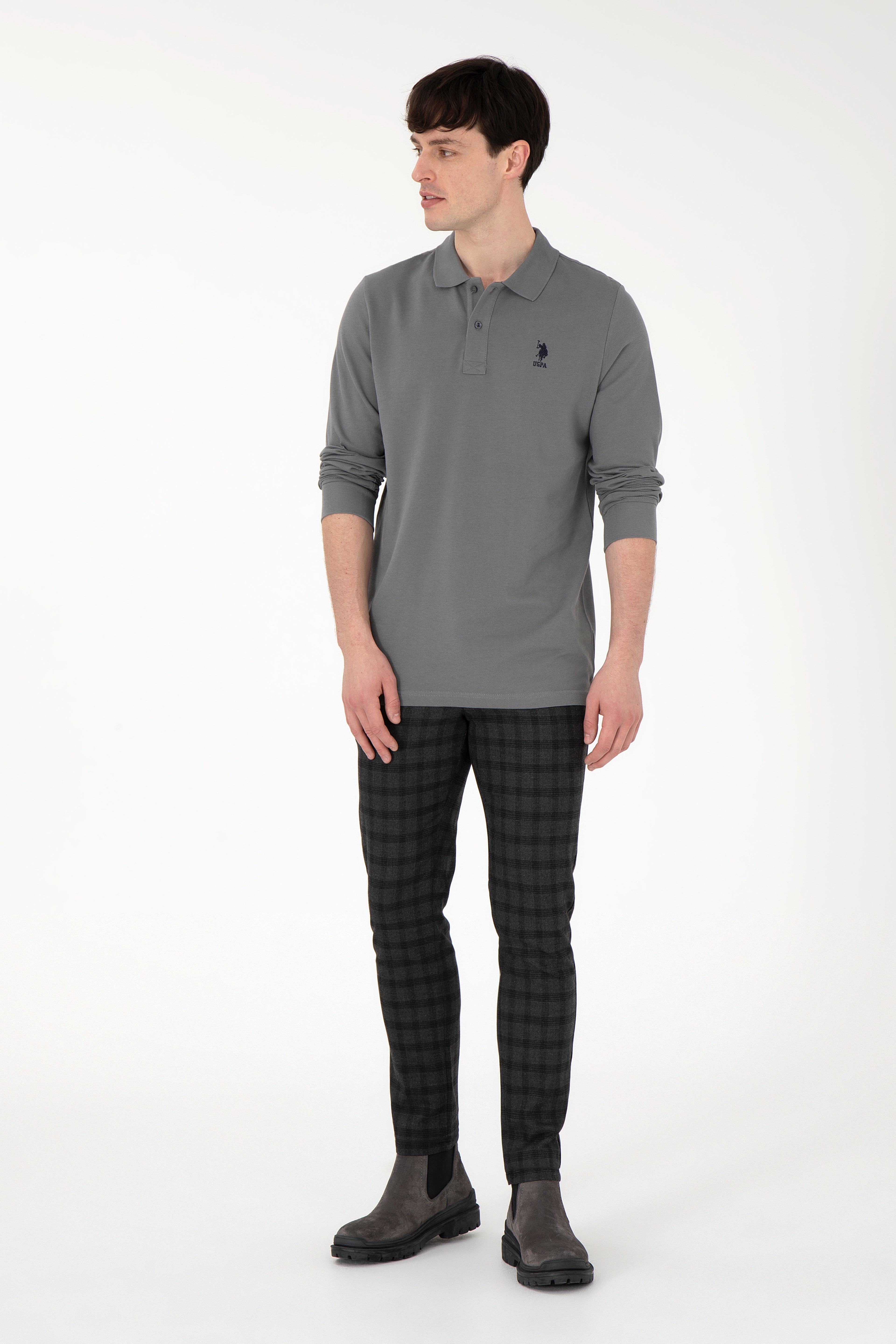 Erkek Slim Fit Antrasit Kanvas Pantolon