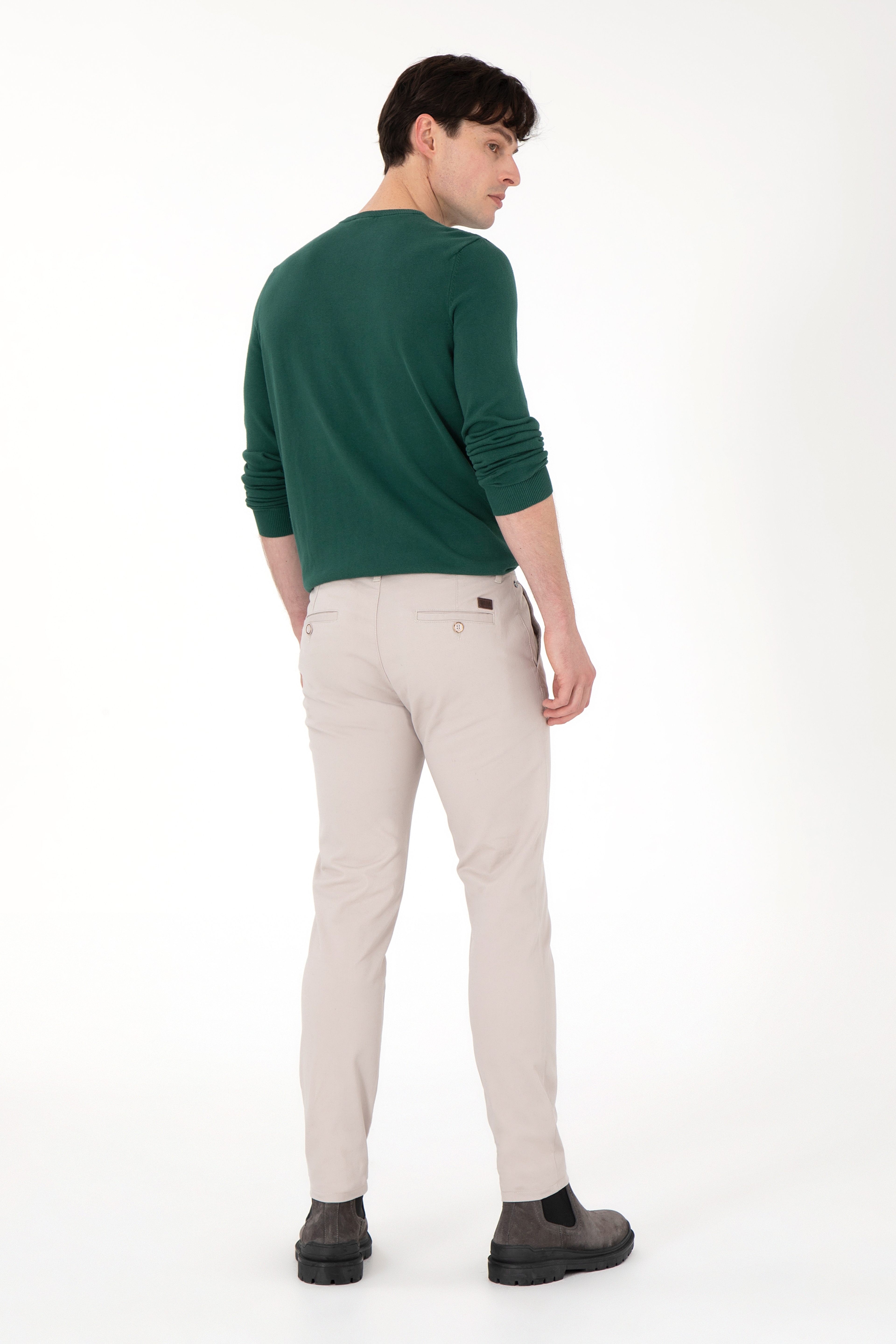 Erkek Slim Fit Taş Kanvas Pantolon - Image 4