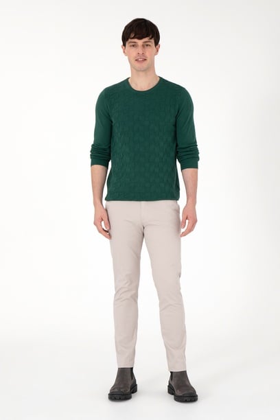 Erkek Slim Fit Taş Kanvas Pantolon