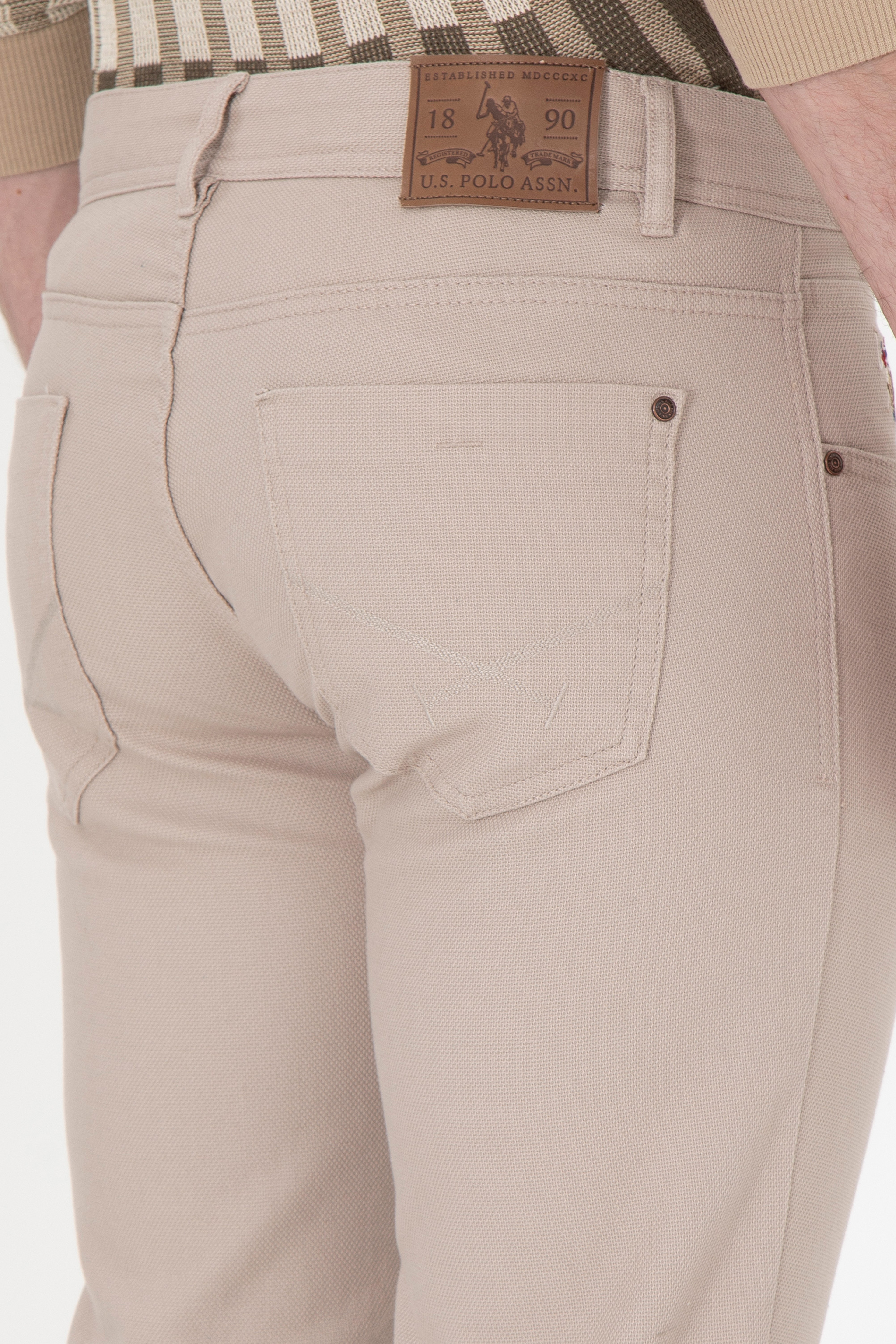 Erkek Slim Fit Koyu Bej Kanvas Pantolon