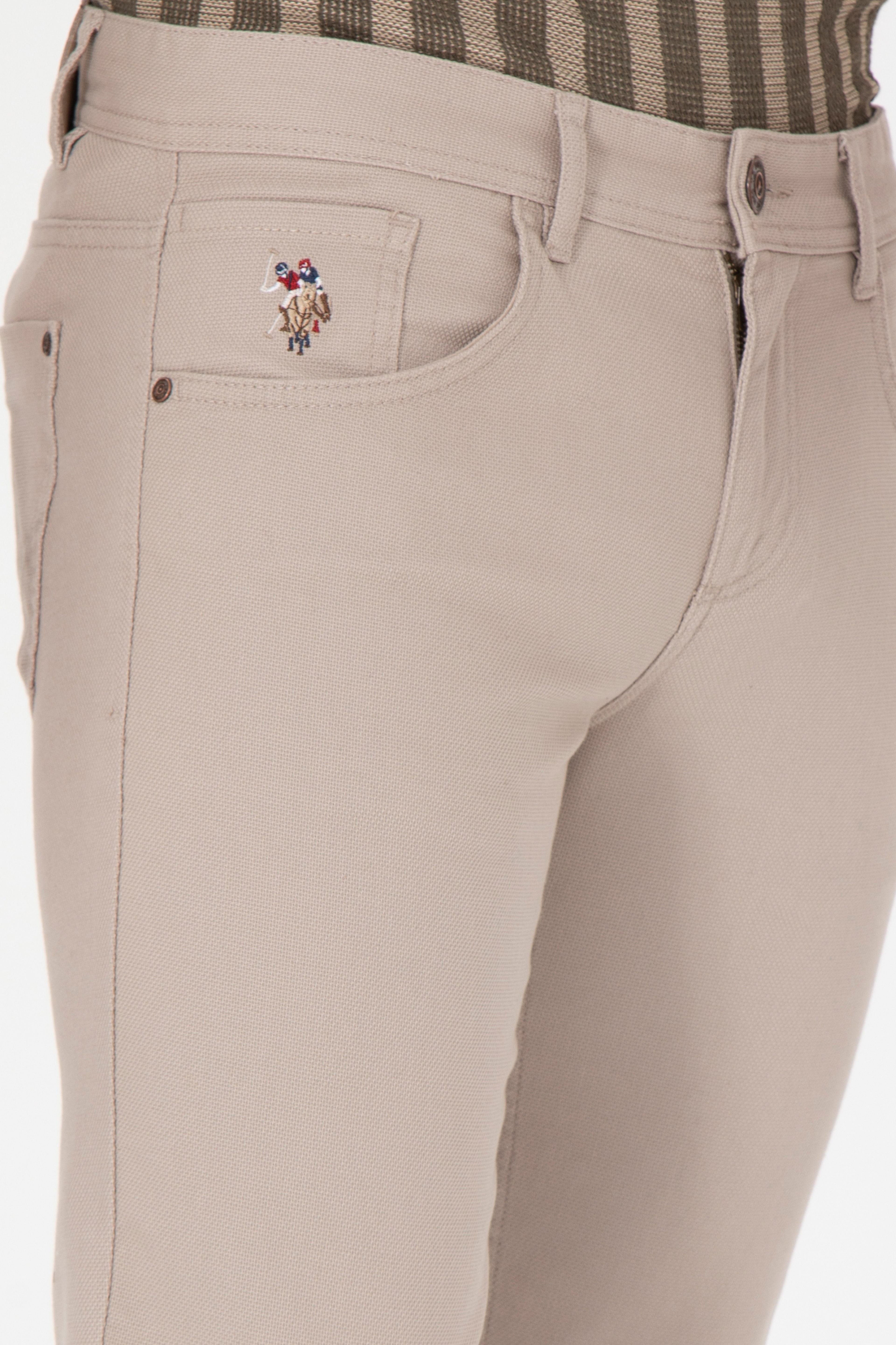 Erkek Slim Fit Koyu Bej Kanvas Pantolon