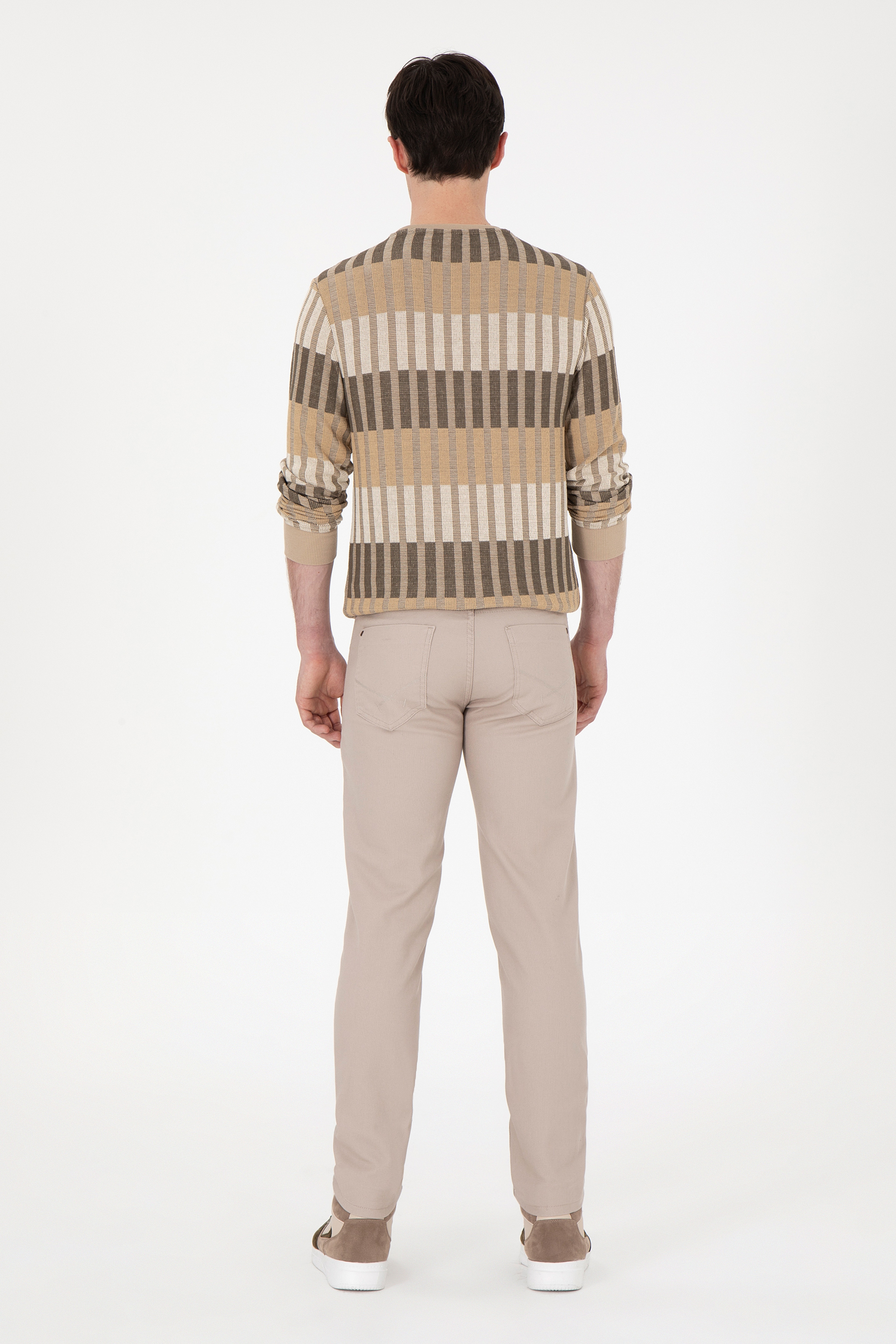 Erkek Slim Fit Koyu Bej Kanvas Pantolon - Image 4