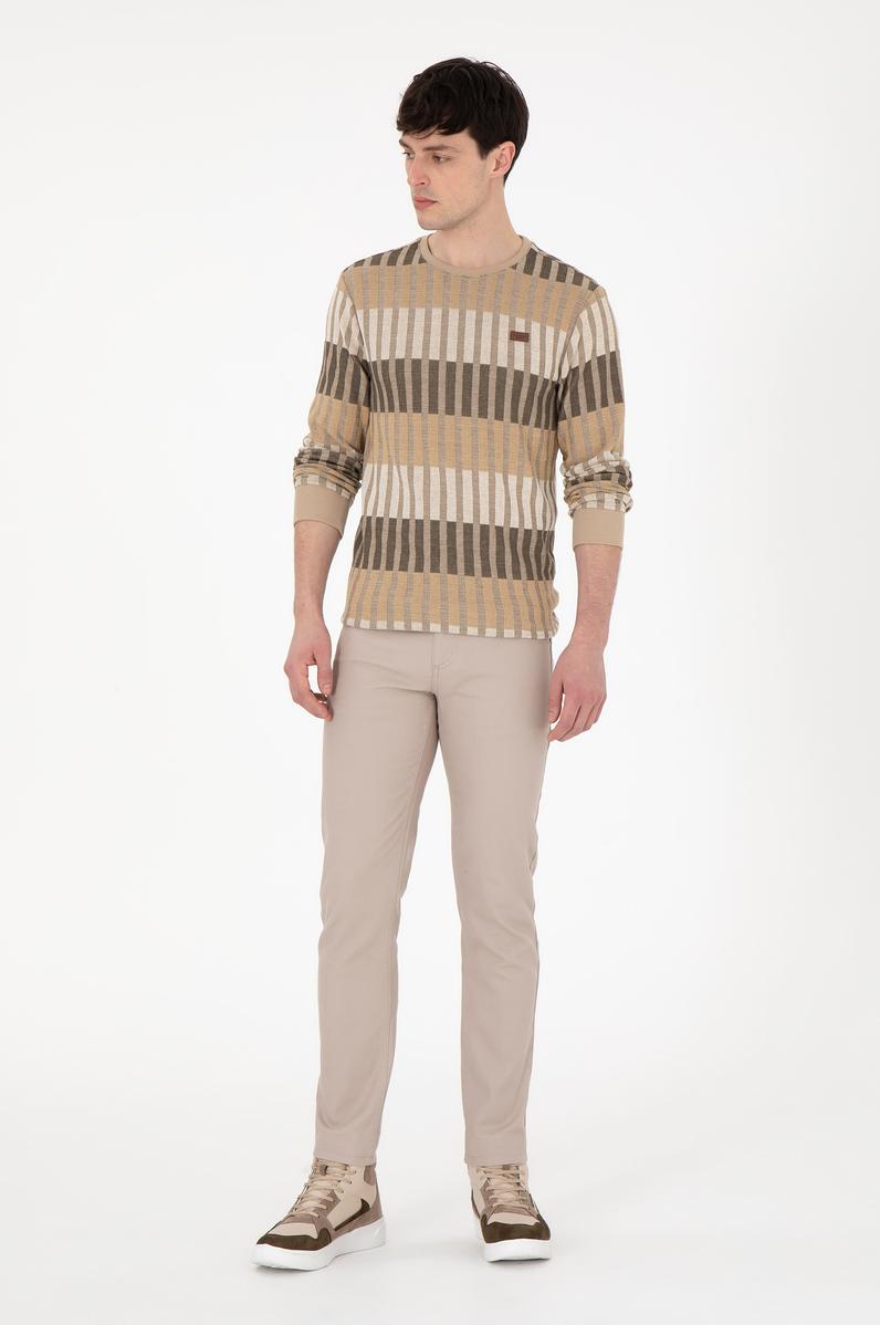 Erkek Koyu Bej Kanvas Pantolon