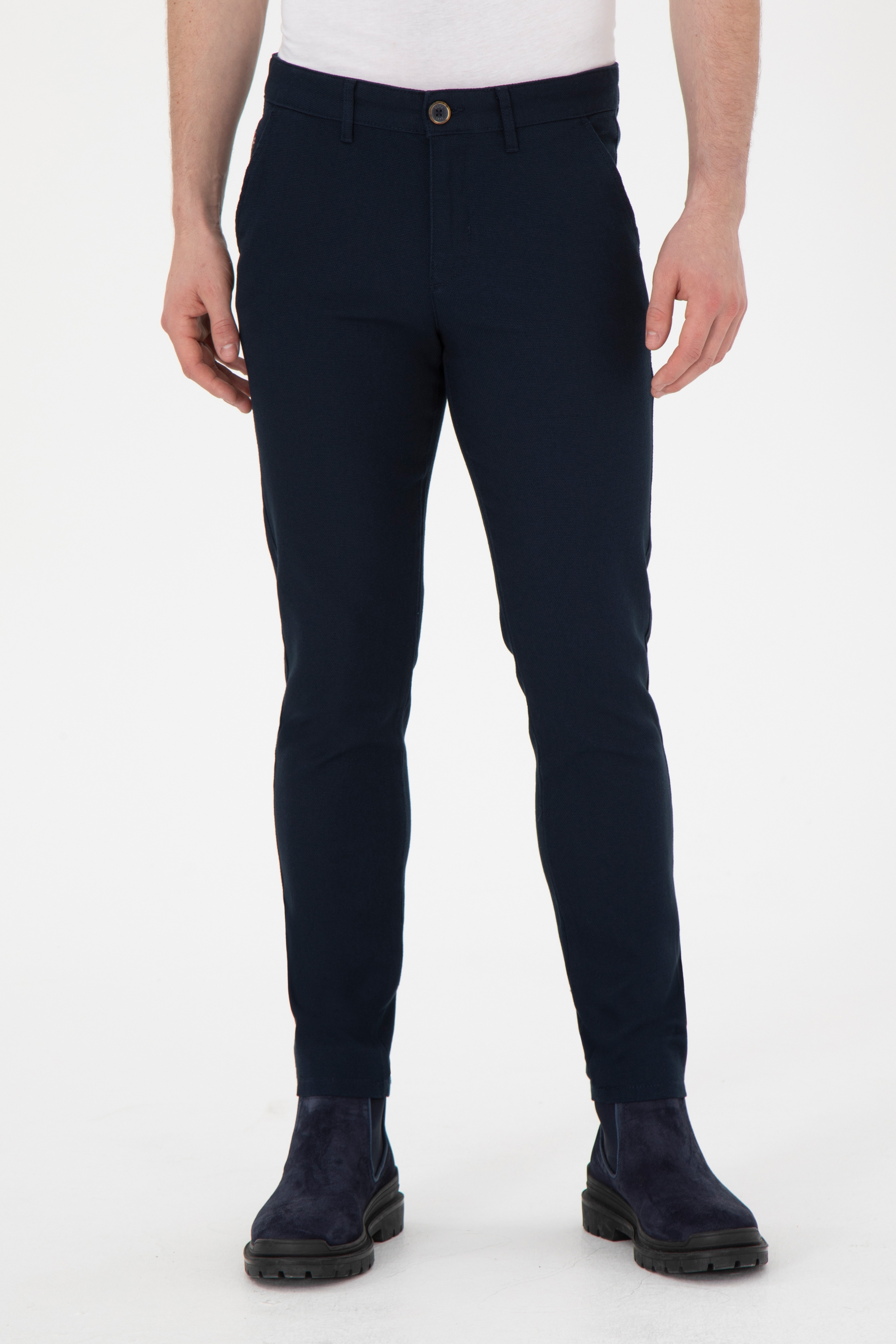Erkek Slim Fit Lacivert Kanvas Pantolon