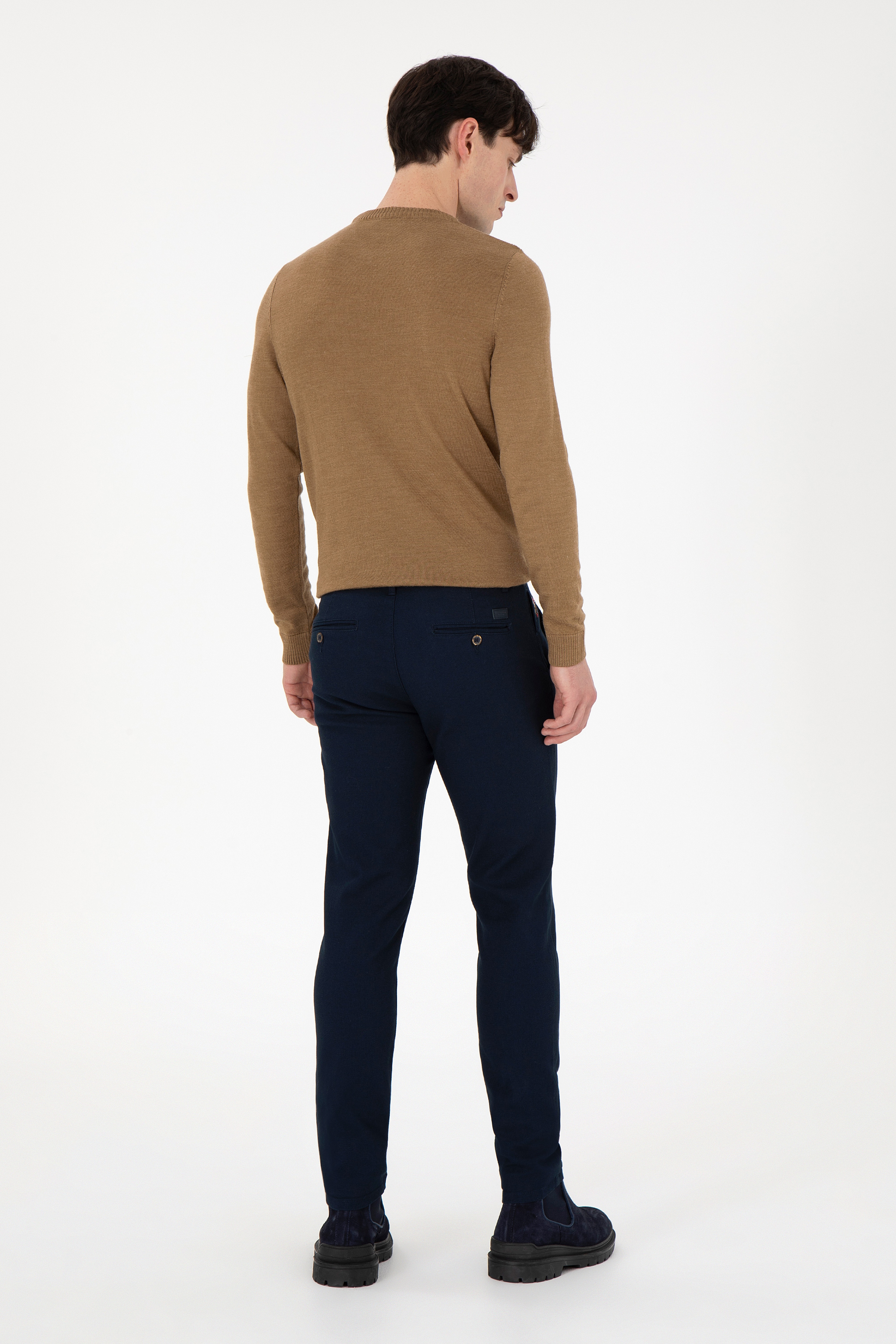 Erkek Slim Fit Lacivert Kanvas Pantolon