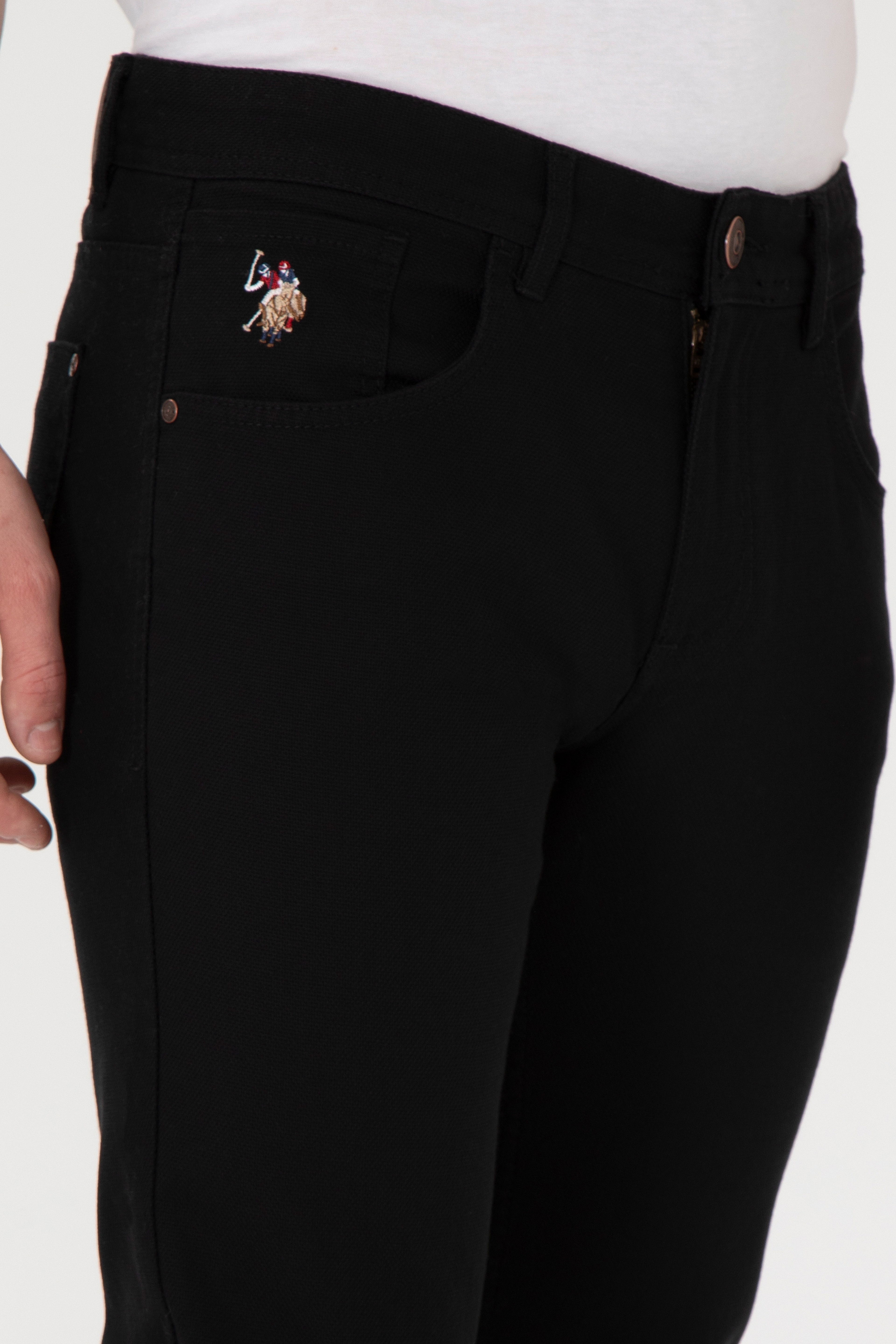 Erkek Slim Fit Siyah Kanvas Pantolon - Image 5