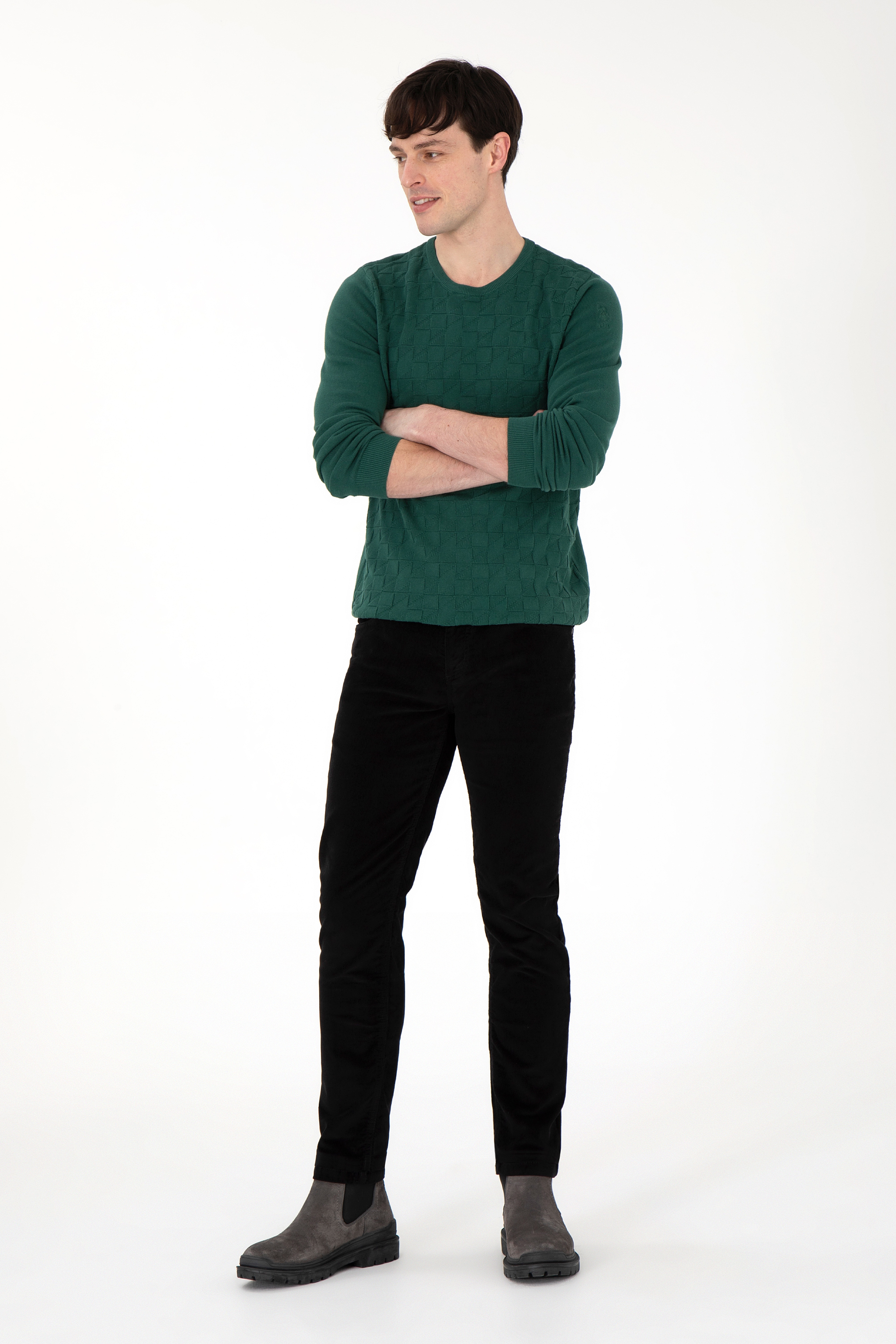 Erkek Slim Fit Siyah Kanvas Pantolon