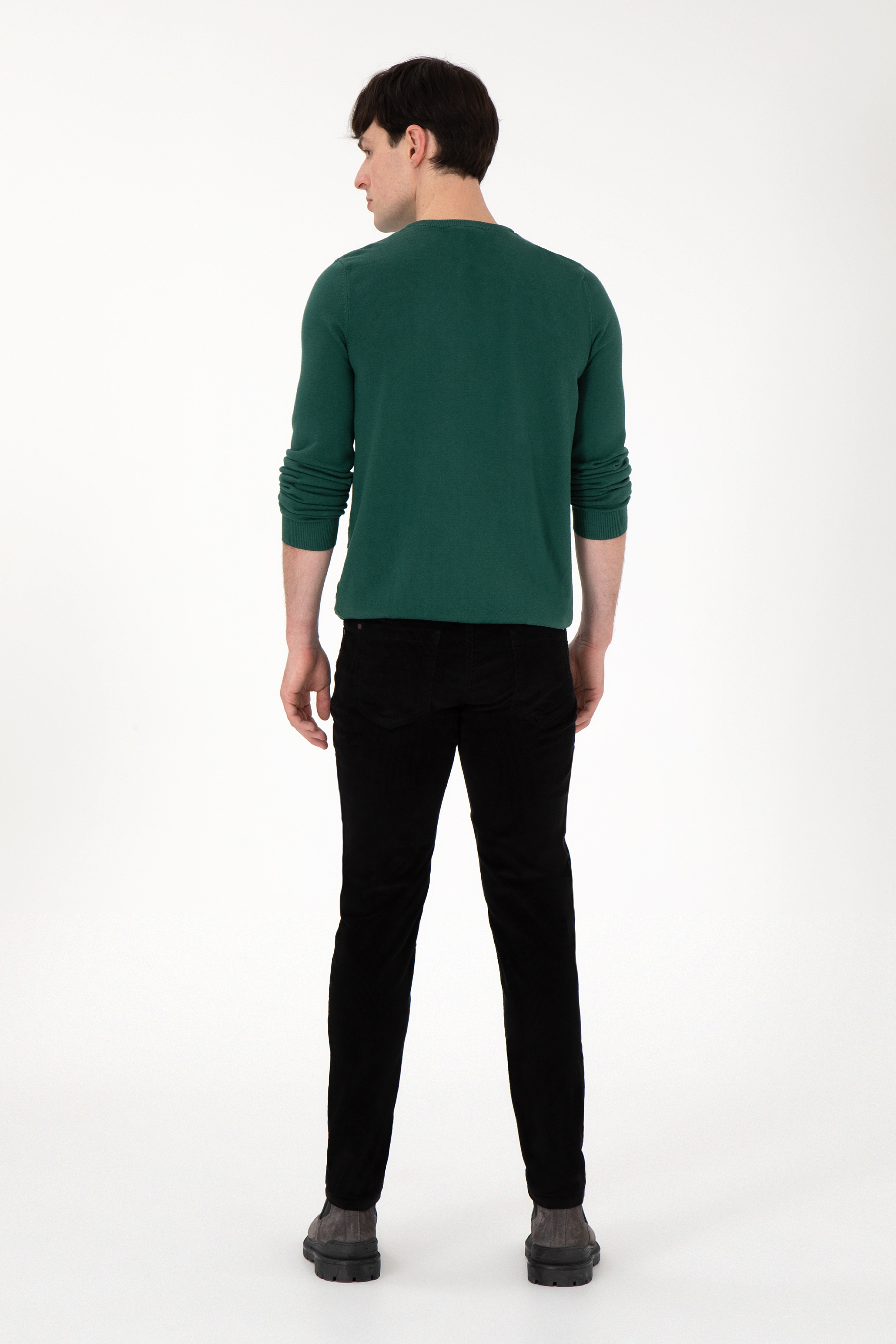 Erkek Slim Fit Siyah Kanvas Pantolon