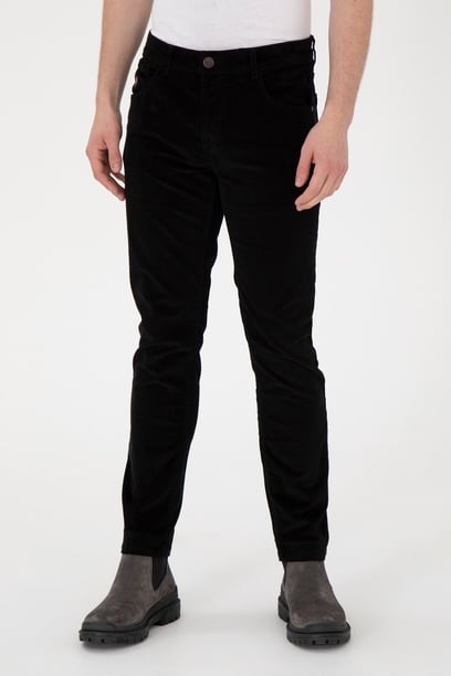 Erkek Slim Fit Siyah Kanvas Pantolon